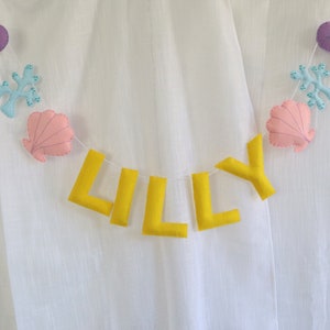 Felt Name Banner, Custom Order Name, Ocean Nursery, Girl Nursery, Nautical, Baby Art, Ocean Creatures, Sea Creatures, Beach Baby Theme