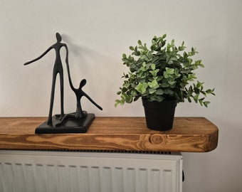 Rustic Floating 12 cm Shelf Rounded Shelves depth Solid Wood Curved Edges Concealed brackets Various sizes and wax colours handmade