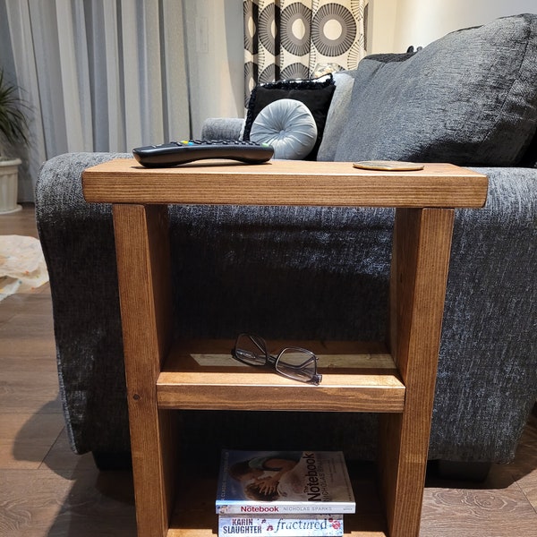 Side Wooden Coffee End with two shelves  Slim Narrow Table various sizes and colours