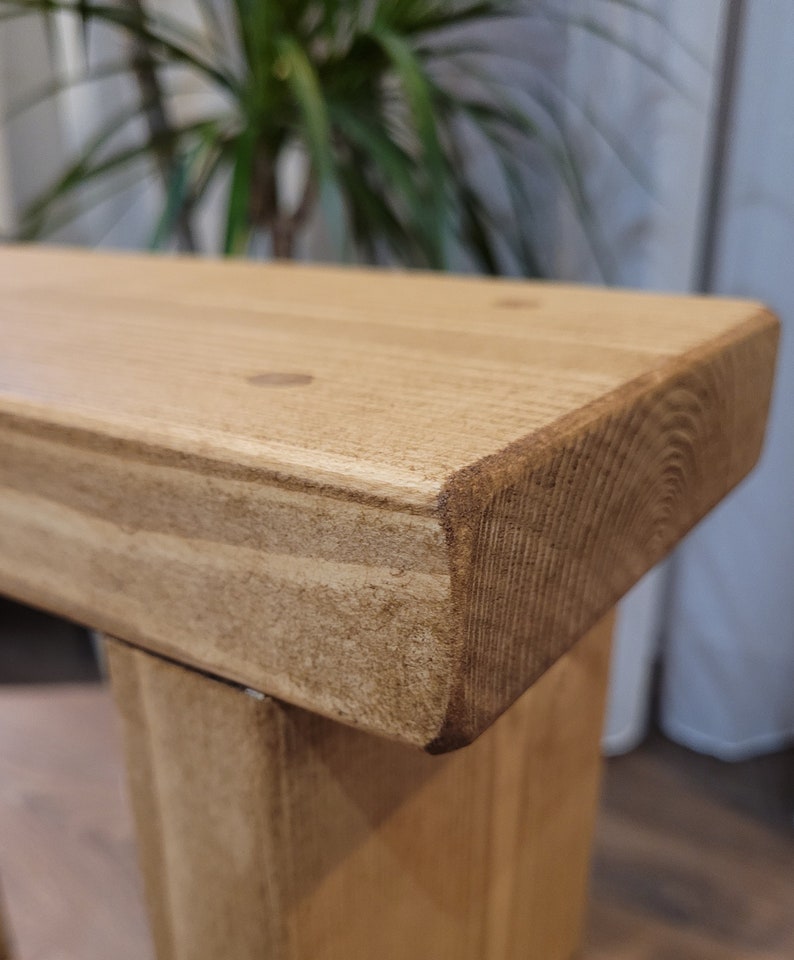 Rustic Wooden end with two shelves slim narrow side coffee table, various wax colours and sizes handmade OAK