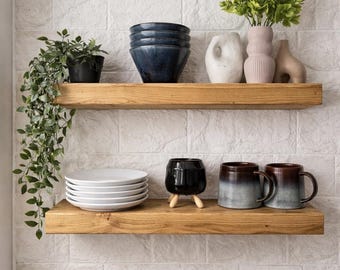 Rustic Floating  Wood Handmade Shelf 14.5 cm Smooth Finish Concealed Brackets