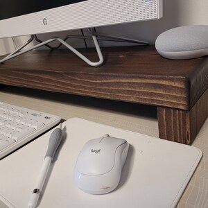 Handmade Rustic Wood Monitor Stand Ergonomic Desk Riser image 4