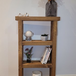 Rustic Bookshelf Wooden Small Bookcase Narrow Shelf Unit Home Décor Furniture  Wood Display Handmade