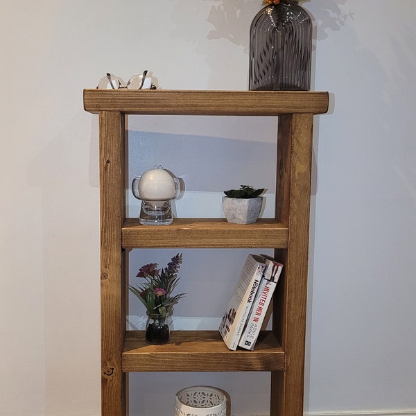 Rustic shelving unit tall side narrow table book shelf various colours and sizes handmade