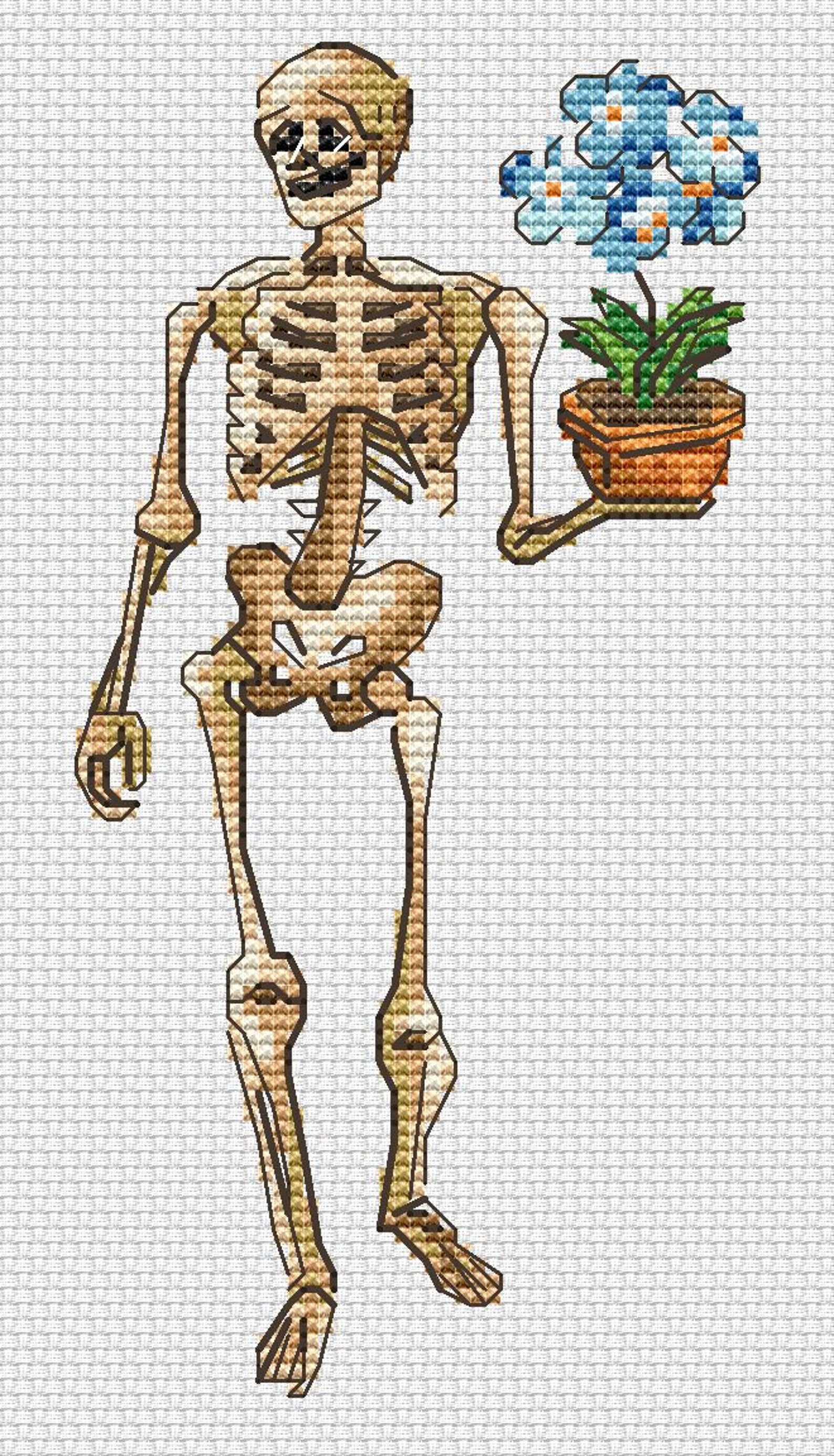 Skeleton Cross Stitch Pattern PDF Instant Download Summer | Etsy