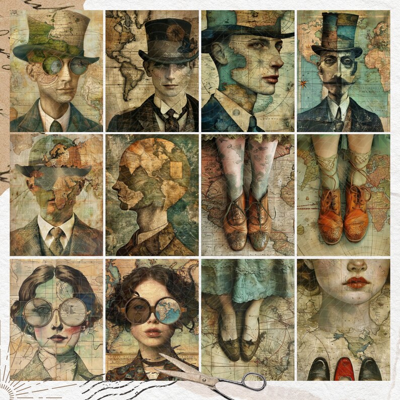 60 Whimsical Travelling Map, Whimsical Map Traveller, Whimsical