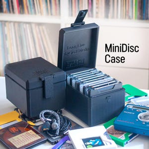 Estuche para MiniDisc / Cierre magnético / Soporte para 5 o 10 discos / Hecho a mano