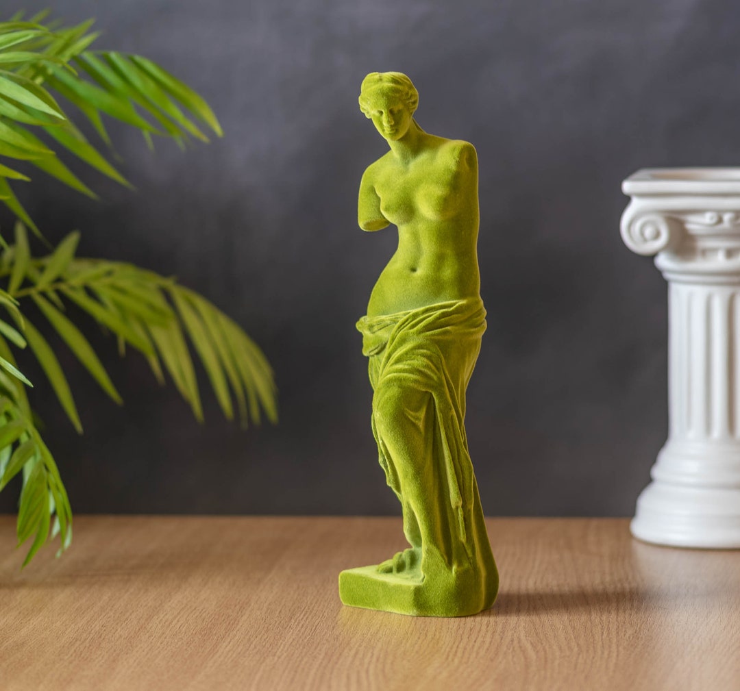 Olive Green Flock Venus De Milo Figure Venus Statue Ornament Etsy