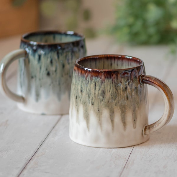 Large Reactive Glaze Mugs (2 Shades) | Tea Coffee Mug | Scandi Design Kitchen Drinkware | Glazed Mug