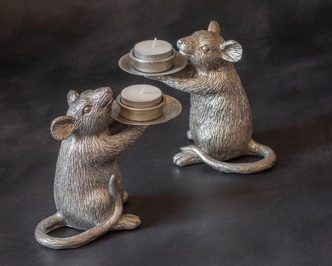 Silver Mouse Tealight Candle Holder Mouse Tea Light Holders Etsy