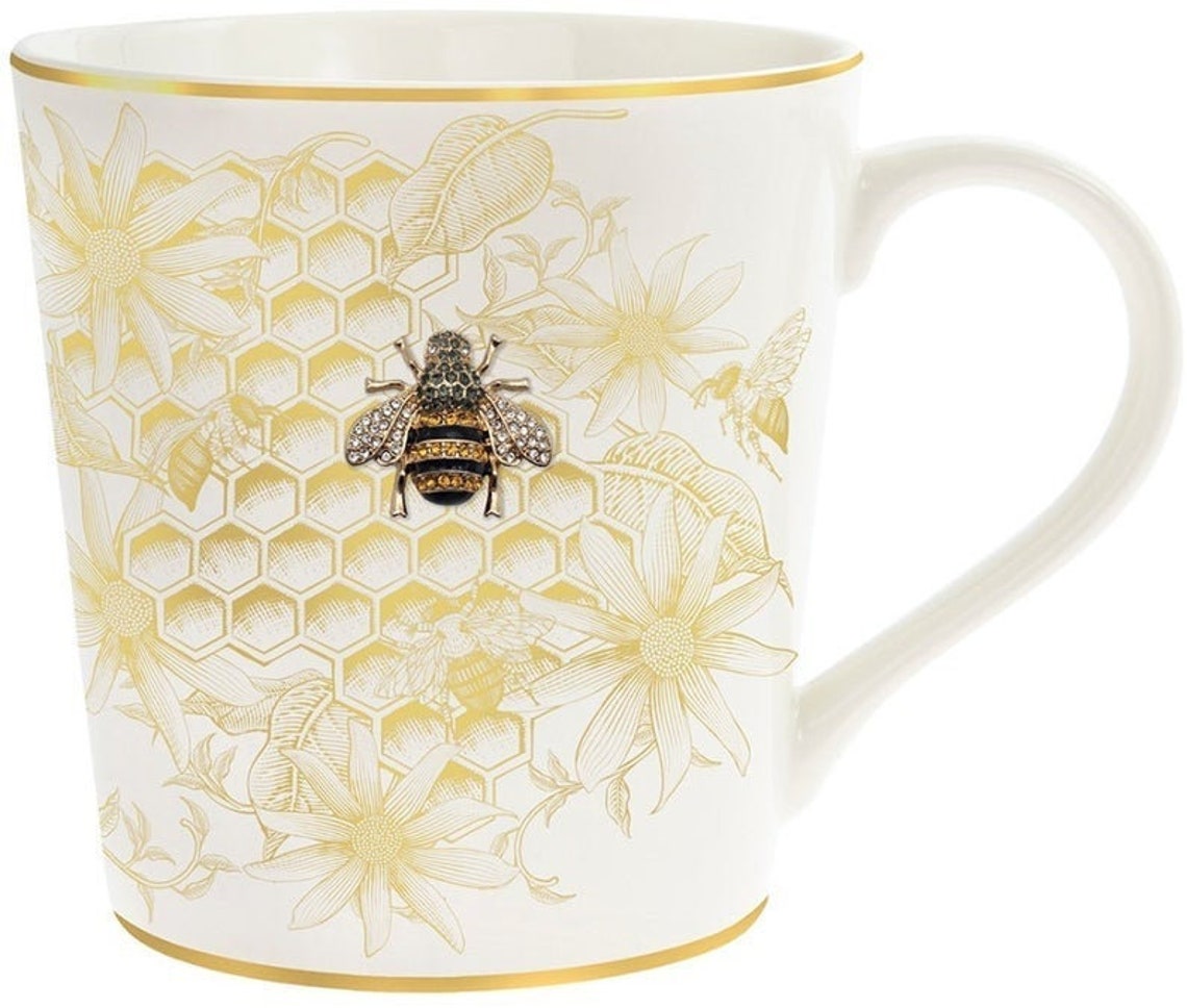 Golden Bee Mug Bees Tea Cup Ceramic Bee Coffee Mug Bee Gift Etsy UK