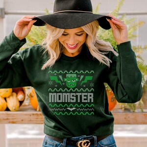 Momster Ugly Sweater Halloween Crewneck Oversized Sweatshirt Trendy Crewneck Aesthetic Crewneck Gothic Clothes Goth Clothes Spooky Season