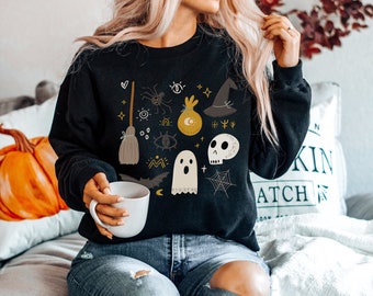 Cottagecore Sweater Halloween Crewneck Oversized Sweatshirt Trendy Crewneck Aesthetic Crewneck Cottagecore Clothes Dark Academia Witch Shirt