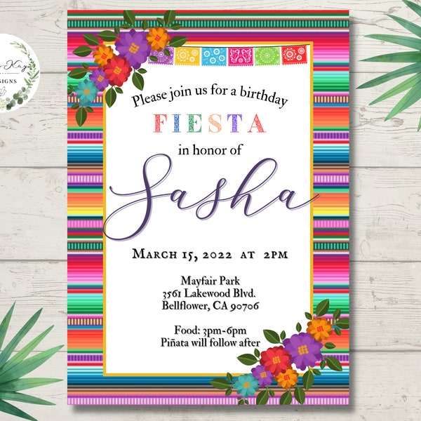 Fiesta Invitation, Digital Invitation, Fiesta Evite, Fiesta Invite Text, Downloadable