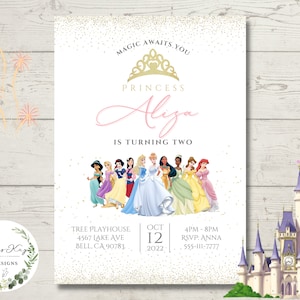 Princess Party Invitation, Princess Birthday, Girl's Birthday, Digital Download, Editable, Printable