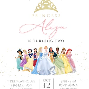 Princess Party Invitation, Princess Birthday, Girl's Birthday, Digital Download, Editable, Printable image 2