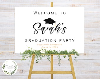 Graduation Party Welcome Sign, Editable Template, Grad Party Decorations, Graduation Poster Board, Digital Download, DIY