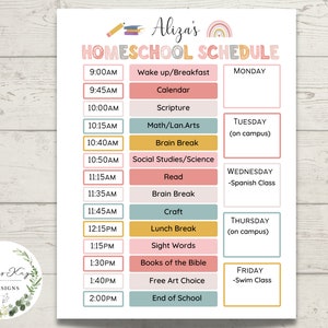 Editable Homeschool Schedule Template, Printable, Editable ...