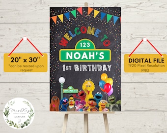 Panneau de bienvenue d&#39;anniversaire, anniversaire de garçon, fête d&#39;anniversaire, fichier numérique éditable, panneau d&#39;anniversaire, panneau d&#39;anniversaire 1re année