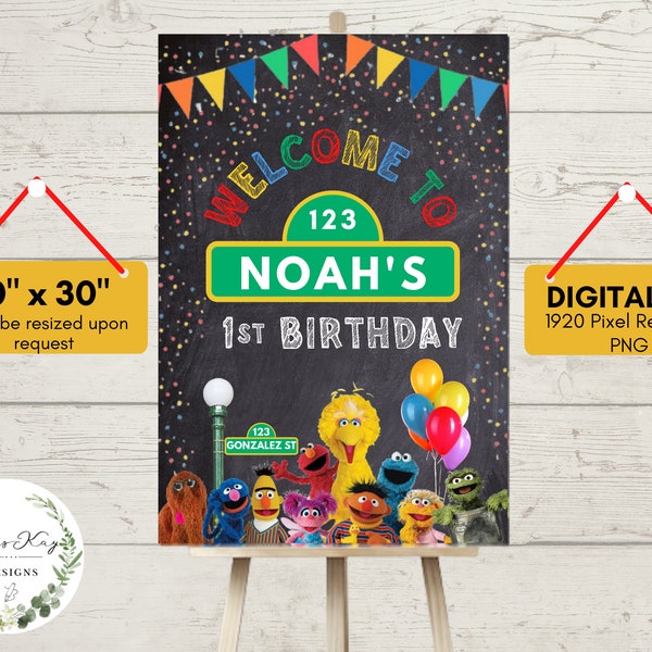 Birthday Welcome Chalkboard Sign, Birthday Boy, Birthday Party, Editable Digital File, Birthday Sign, 1st year birthday sign