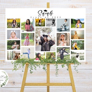 Graduation Party Sign, Photo Collage, Pictures, Editable Template, Grad Party Decor, Poster Board, Digital Download, DIY, Class of 2023