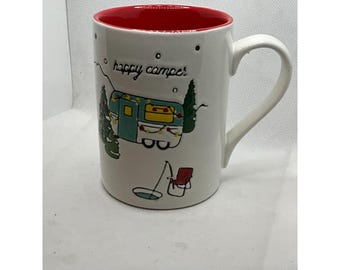 Taza de café Happy Camper, 12 oz, apta para lavavajillas y microondas, cerámica