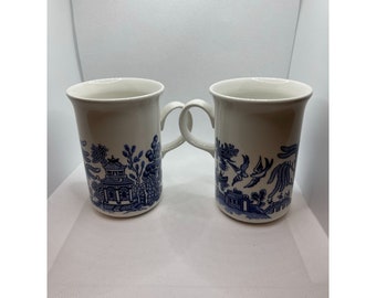 2 Pc. Churchill of England Blue Willow Mug Set
