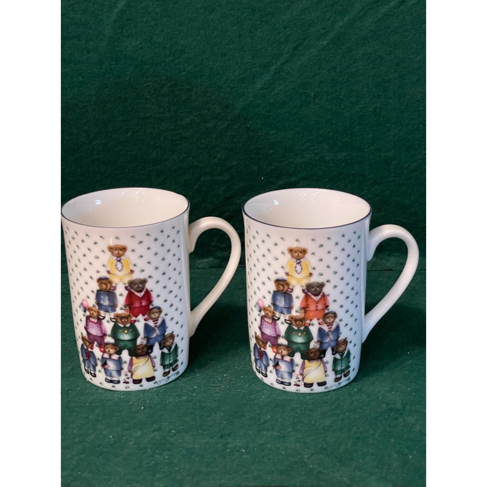 Otagiri Japan Jan Jameson Heartprint  (1991) Teddy Bear Pyramid Coffee Mug