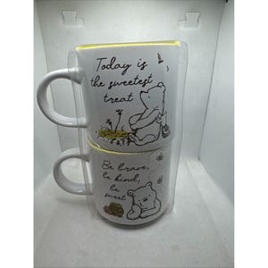 Disney Winnie the Pooh &quot;Sweet & Kind&quot; Quote Ceramic Mug Set of 2 NW