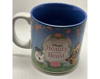 Vintage 1991 Beauty & Beast-koffiemok met Disney-merk markering gemaakt in Japan