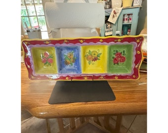 Vintage Sue Zipkin Certified International Divided Ceramic Tray Platter