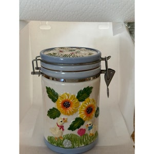 Vintage Duck & Floral Pattern Valerie Fine Porcelain Canister