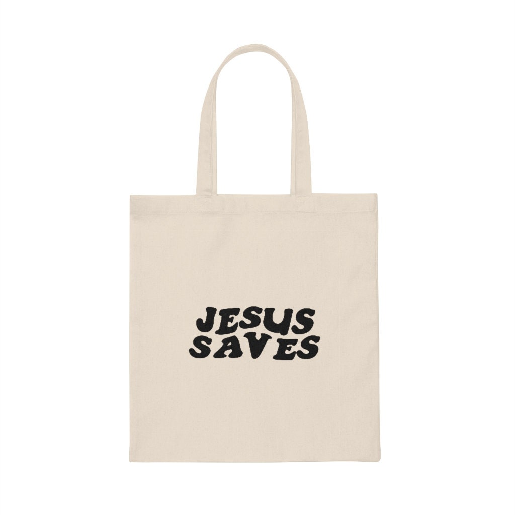Jesus Saves Canvas Tote Bag Christian Tote Bag Graphic Tote | Etsy