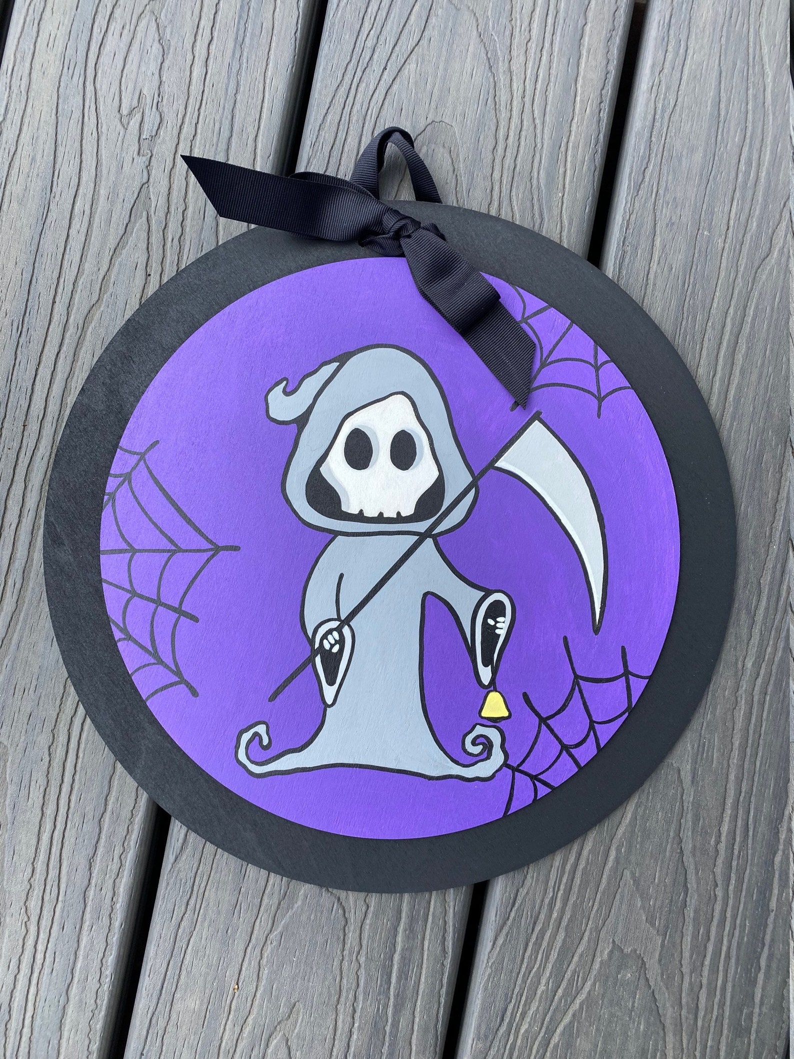 Handpainted Halloween Grim Reaper Door Decoration Etsy