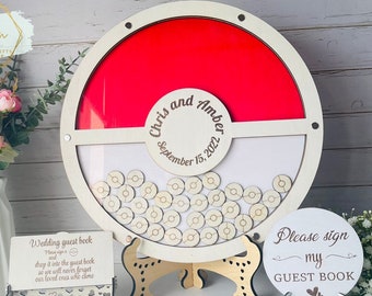 Ball Guest Book Alternative, Red and White Ball Wedding Guest Book Idea, Ball Guest Book, Alternative Wedding Guest Book, wedding drop box