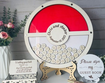 Personalize Poke mon wedding Memory Guest Book, Poke ball Mr&Mrs Guest Book Alternative drop boxes, Wedding Guest Book Alternative