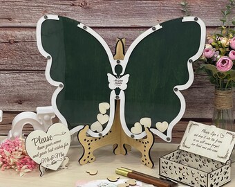 Emerald Green Butterfly Guest Book Alternative: Wedding, Quinceañera