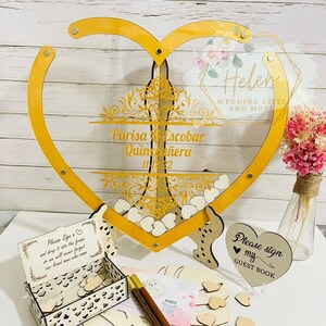 Personalized Heart Frame Guest Book Alternative For Quinceanera Mis Quince Anos Sweet 16, Quinceanera Decorations Quinceanera Guest Book