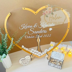 Gold Color Heart Wedding Guest Book, Wedding Guest Book,Sweet 16 Guest Book Alternative, Gold Guest Book for quinceañera, Guest Book Wedding