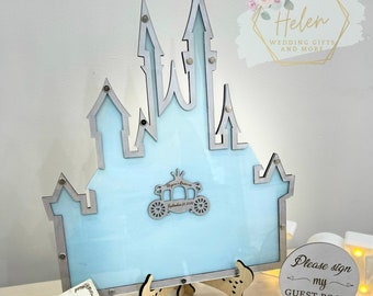 Personalized Castle Wedding Guest Book, Custom Drop Box