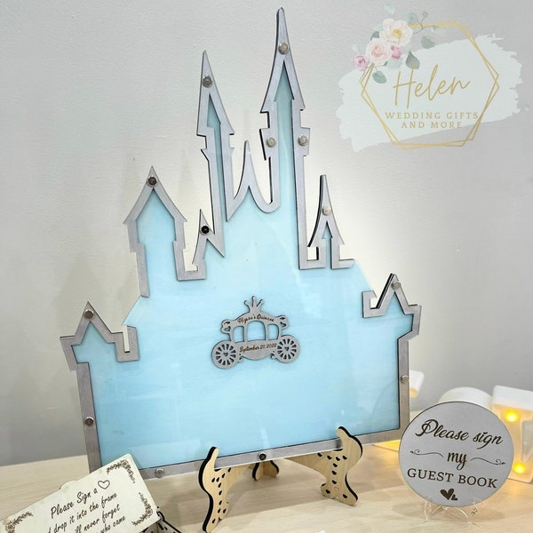 Wedding Guest Book, Custom Mouse Castle Birthday Guest Book Alternative, Personalized Castle Wedding Guest Book, Custom Castle Dropbox