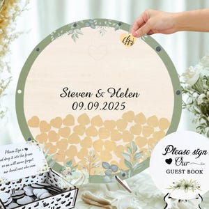 Personalisiertes Greenery-Gästebuch Benutzerdefiniertes Blumenhochzeits-Gästebuch Alternatives Boho-Blumenhochzeitsschild Jahrestag Dekoration & Andenken