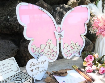 Butterfly Guest Book , Wedding Guest Book Alternative, Quinceanera Guest Book, Quinceanera Birthday Alternative Guest Book Butterfly