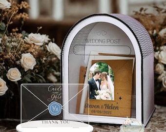 Personalized Wedding Card Box with Floral Acrylic Front