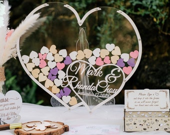 Personalized Heart Guest Book Alternative: Acrylic Wedding Keepsake