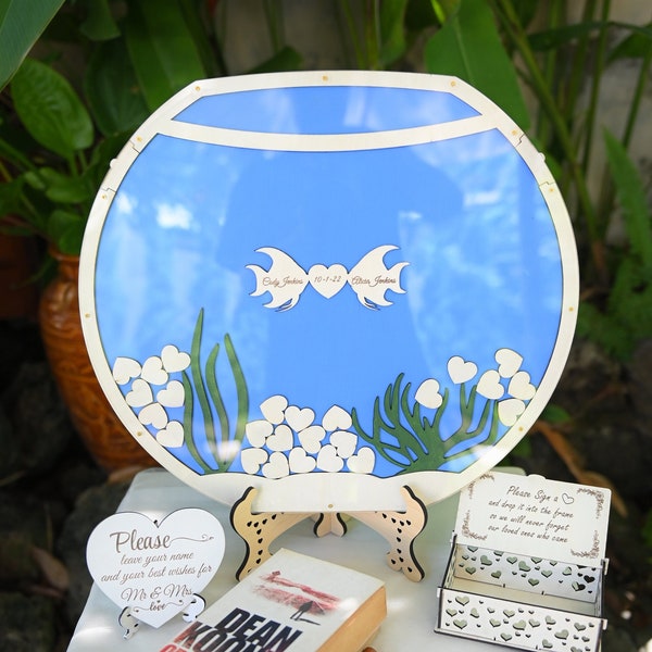 Wedding Guest Book Alternative, Fish Tank Frame Guest Box, Ocean Theme Wedding Guest Book, Alternative Guestbook, Fish Wedding Guest Book