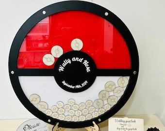 Black Ball Guest Book Alternative, Ball Wedding Guest Book Idea, Ball wedding theme Guest Book, Red and white ball guest book