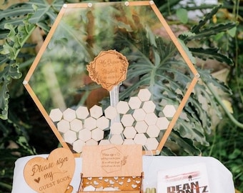 Hexagon Wedding Guest Book Alternative: Clear Geometric Drop Box