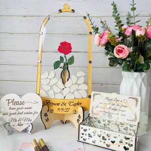 Beauty Guest Book,Beast Wedding Guest Book, Beauty and the Beast Wedding Guest Book Alternative,Tale as old as time guest book,Rose in Flask