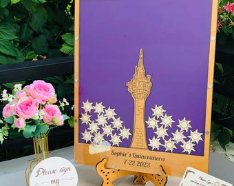 Rapunzel Princess Towel Guest Book Drop Box, Castle Guest Book Alternative, Fairy Guestbook Personalized Princess Guestbook